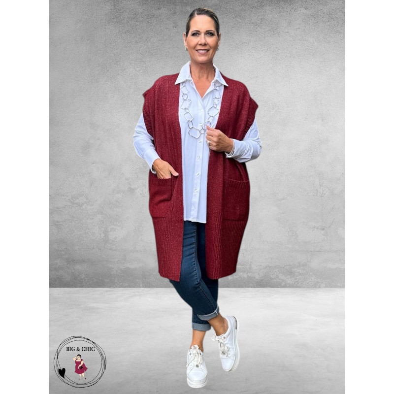 NO.1 BY OX Cardigan Mouwloos Syrah Red