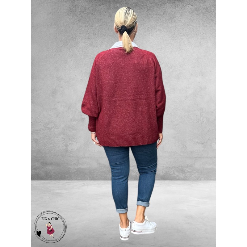 NO.1 BY OX Trui V-Hals Syrah Red