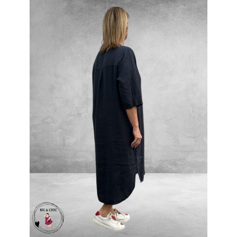 No.1 By OX Tuniek-Jurk Linnen Dark Navy Blue