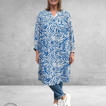 NO.1 By OX Jurk Smock Blauw-Wit 