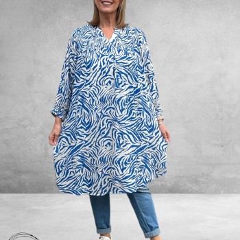 NO.1 By OX Jurk Smock Blauw-Wit 