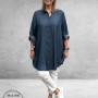 NO.1 By OX Blouse Lang  Jeansblauw 