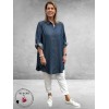 NO.1 By OX Blouse Lang  Jeansblauw 