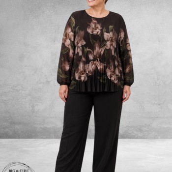 NO.1 By OX Blouse Plissé Bruin/Flowers