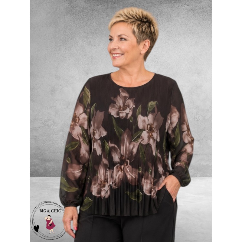 NO.1 By OX Blouse Plissé Bruin/Flowers