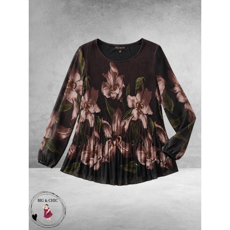 NO.1 By OX Blouse Plissé Bruin/Flowers