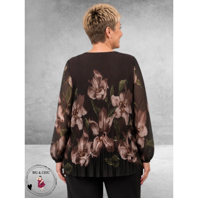NO.1 By OX Blouse Plissé Bruin/Flowers