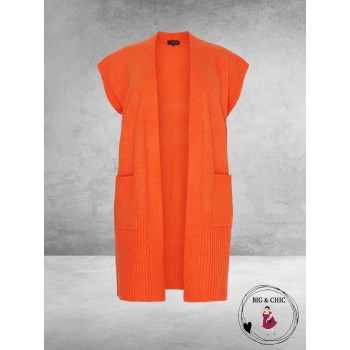 NO.1 BY OX Cardigan Mouwloos Flower Oranje