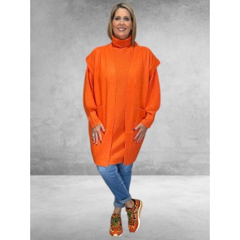 NO.1 BY OX Cardigan Mouwloos Flower Oranje