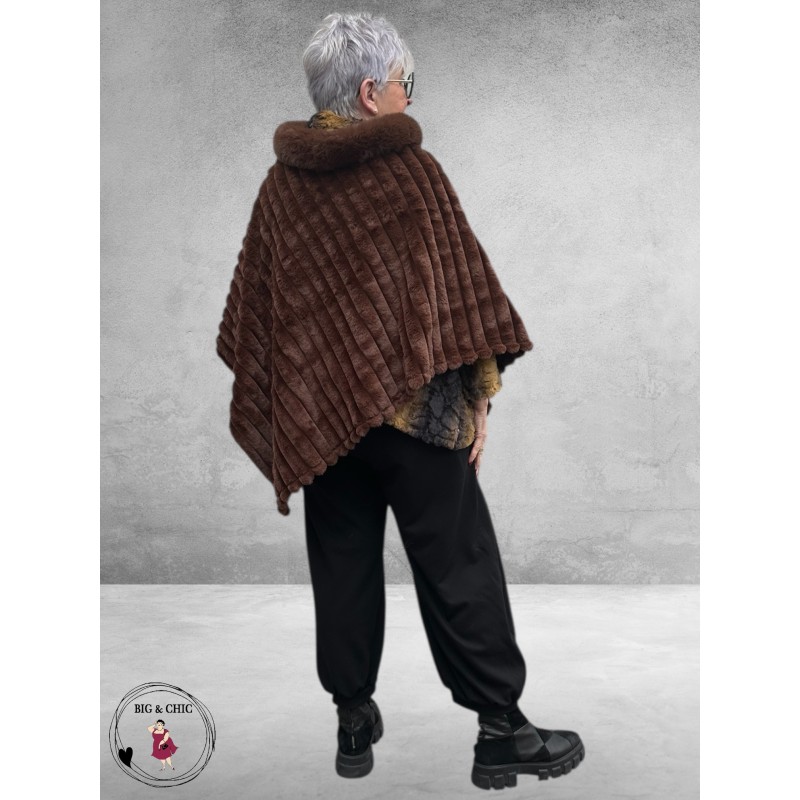 BG Poncho Fake Fur Bruin
