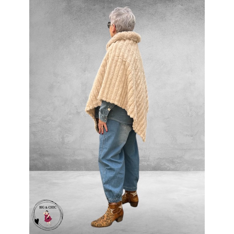 BG Poncho Fake Fur Creme