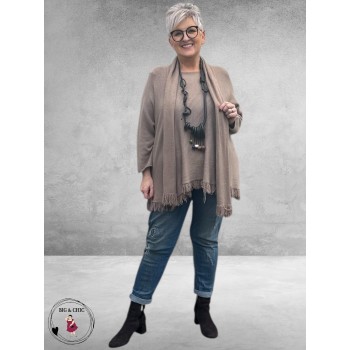 NOSTALGIA Gebreide Trui Taupe Met Sjaal