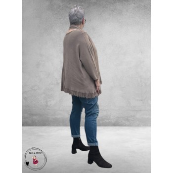 NOSTALGIA Gebreide Trui Taupe Met Sjaal