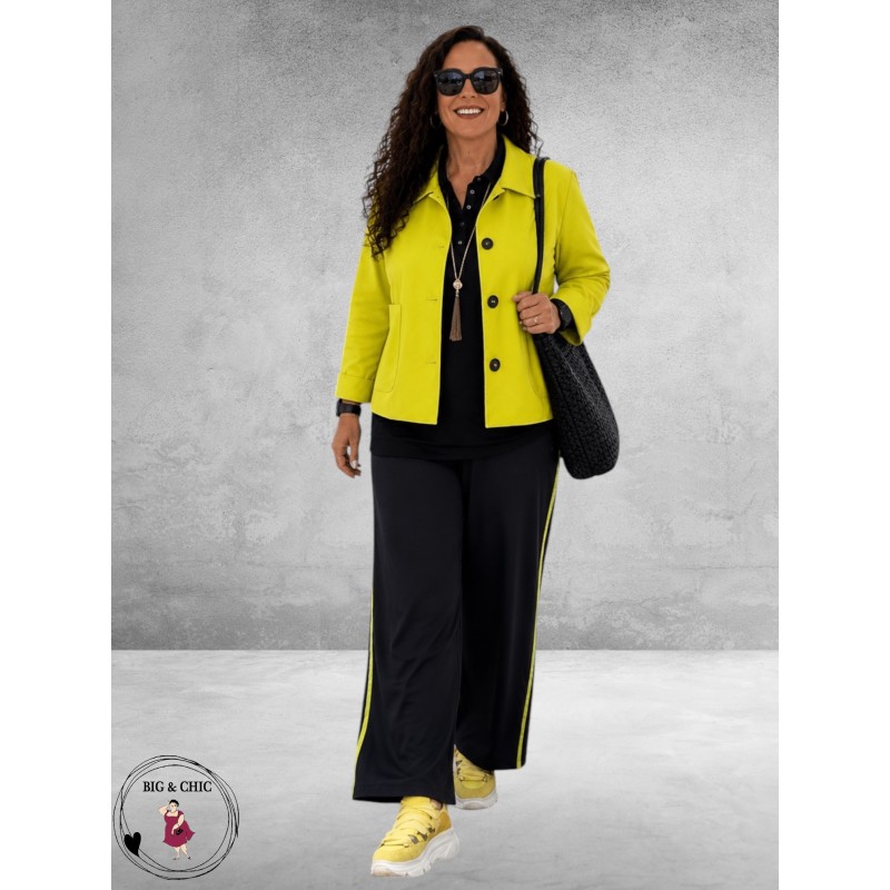 Only-m Travel Broek Navy/Geel Pijping