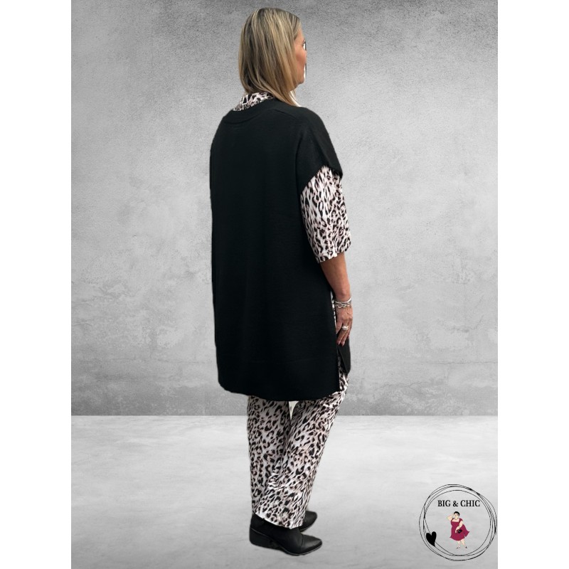 Only-M Pantalon Travel  LEOPARD Wit/Zwart Beige