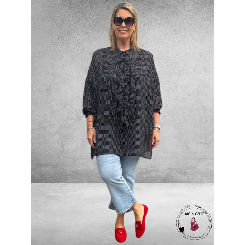 Only-M Crepon Roezel Blouse Zwart