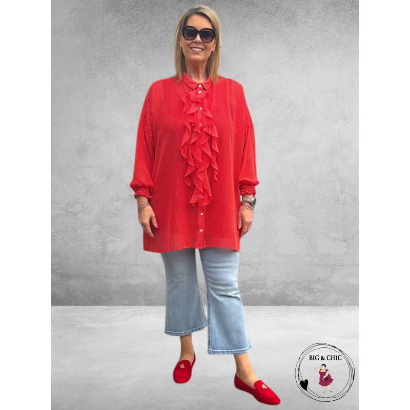 Only-M Crepon Roezel Blouse Rood