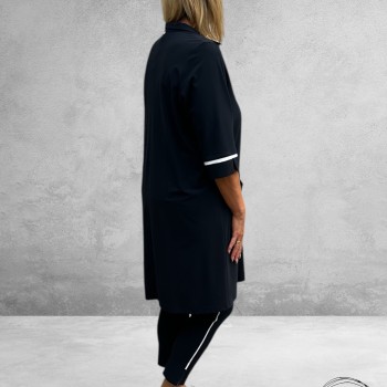 Only-M Sporty Travel Pique Broek 7/8 Navy/Piping