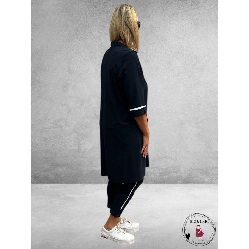 Only-M Sporty Travel Pique Broek 7/8 Navy/Piping