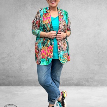 Only-m Blazer Travel Stampa Azzuro