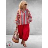 Ophilia Shirt Bella Paint Stripe Rood