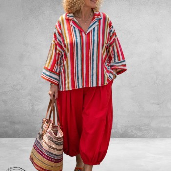 Ophilia Shirt Bella Paint Stripe Rood