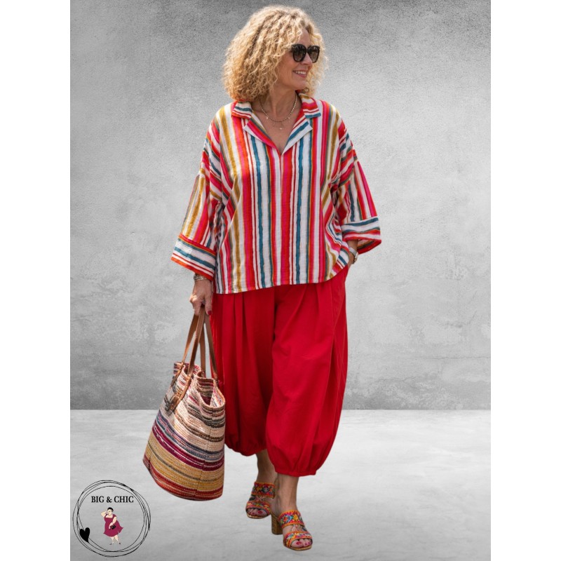 Ophilia Shirt Bella Paint Stripe Rood