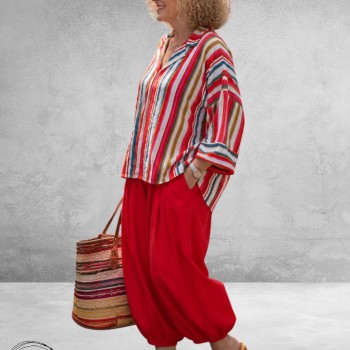 Ophilia Shirt Bella Paint Stripe Rood