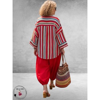 Ophilia Shirt Bella Paint Stripe Rood