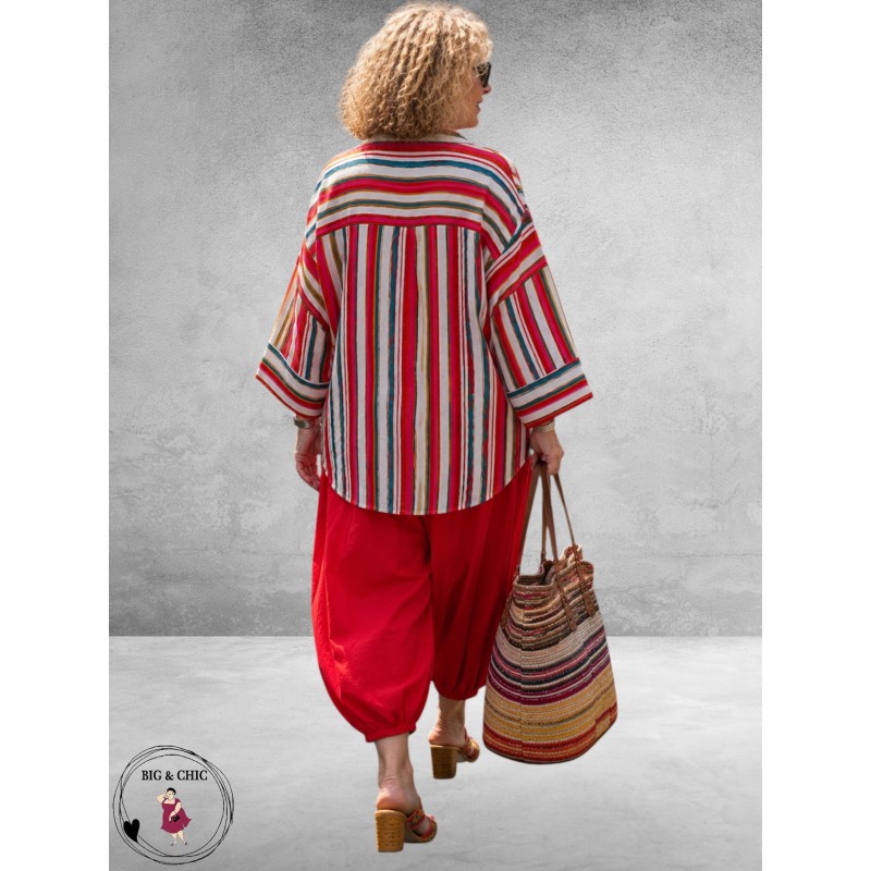 Ophilia Shirt Bella Paint Stripe Rood