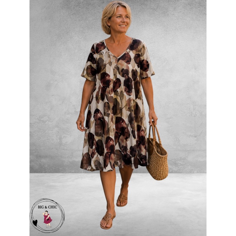 Ophilia Jurk Liana Baluba Bruin/Beige