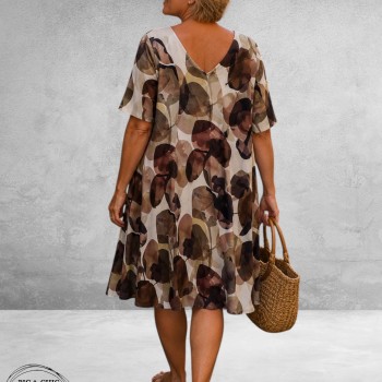 Ophilia Jurk Liana Baluba Bruin/Beige