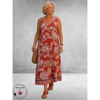 Ophilia Jurk Maxi Sheryl Paisley Burnt Oranje