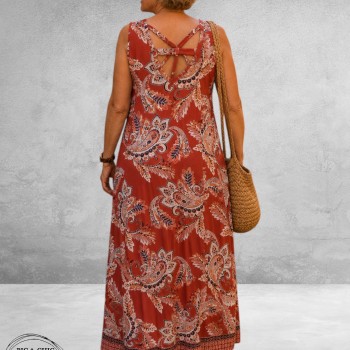 Ophilia Jurk Maxi Sheryl Paisley Burnt Oranje