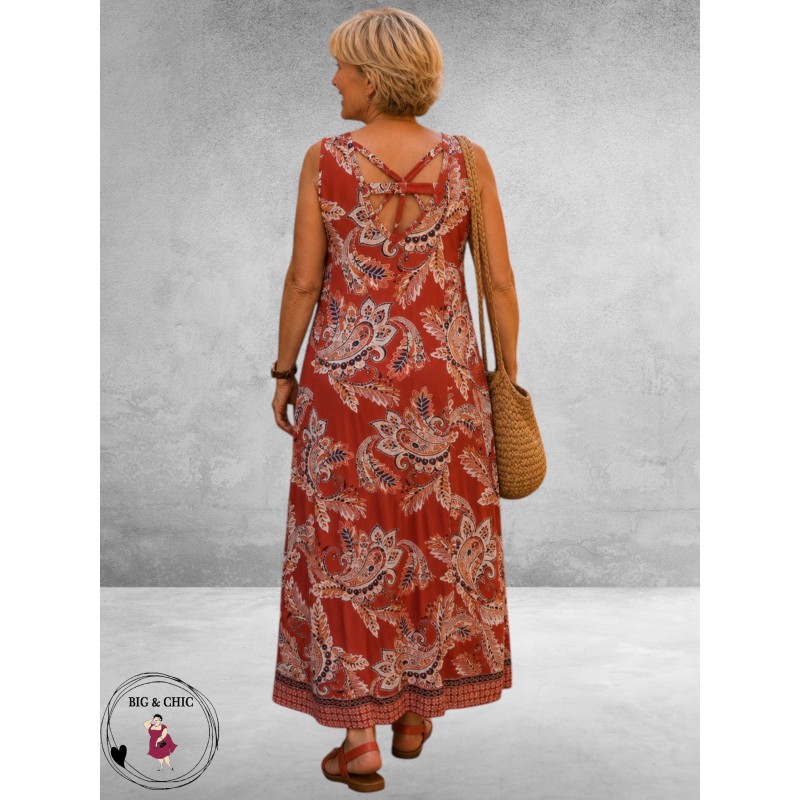 Ophilia Jurk Maxi Sheryl Paisley Burnt Oranje