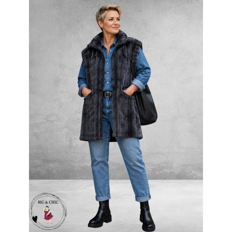 OPHILIA Bodywarmer Isabel Funfur Snake Grey
