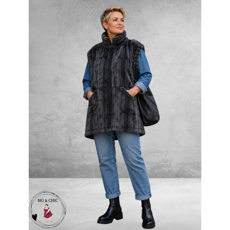 OPHILIA Bodywarmer Isabel Funfur Snake Grey