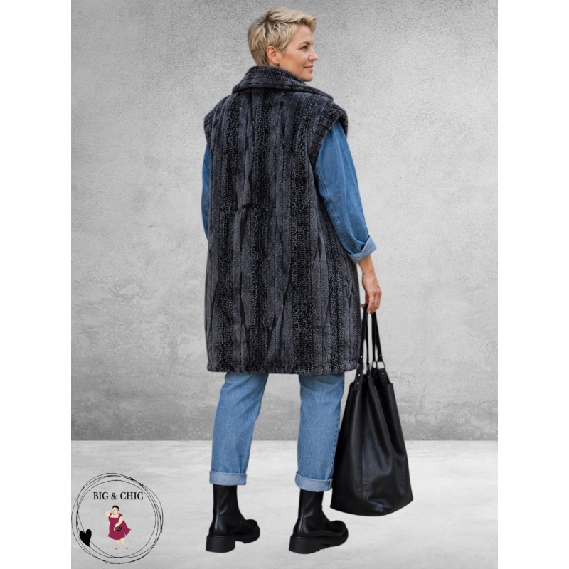 OPHILIA Bodywarmer Isabel Funfur Snake Grey