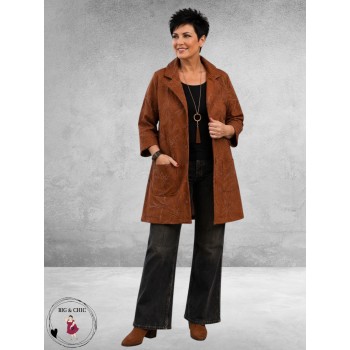OPHILIA Blazer Nora Embroders Suede Cognac