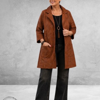 OPHILIA Blazer Nora Embroders Suede Cognac
