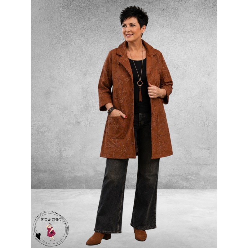 OPHILIA Blazer Nora Embroders Suede Cognac