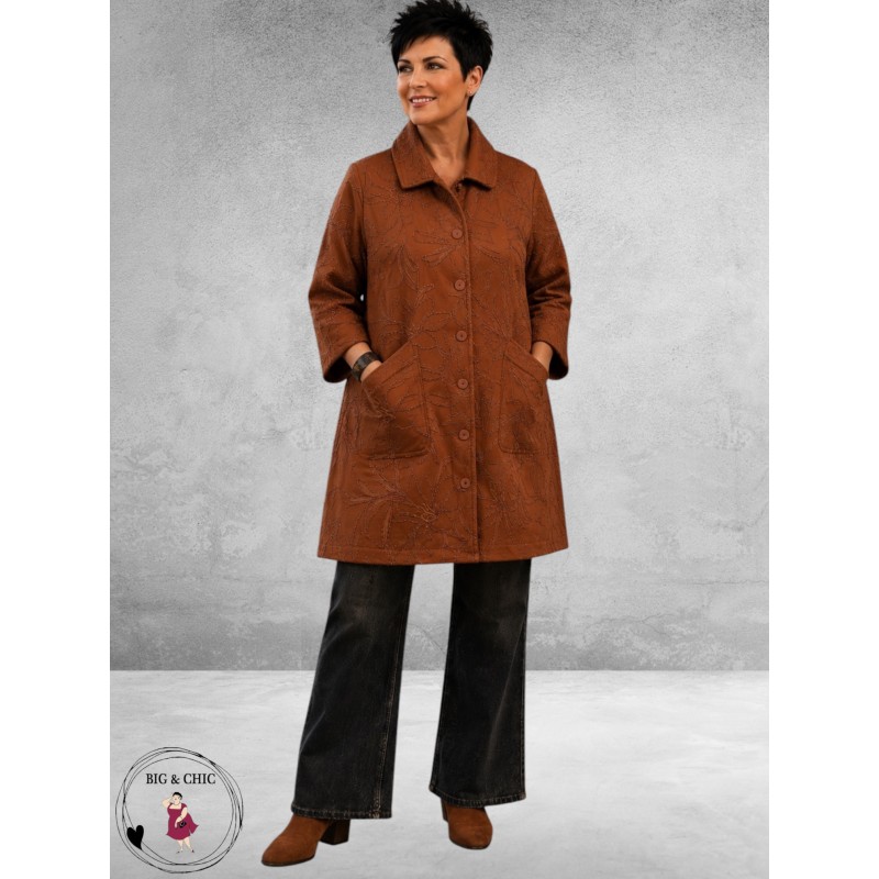 OPHILIA Blazer Nora Embroders Suede Cognac