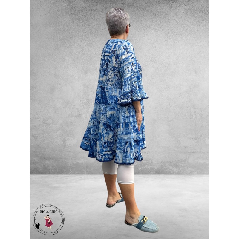 Orientique Strokenjurk Okayama  Blauw -Wit