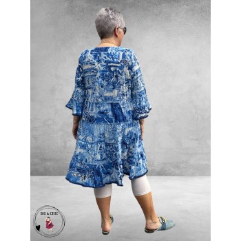 Orientique Strokenjurk Okayama  Blauw -Wit