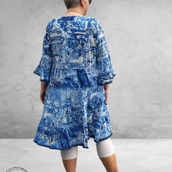 Orientique Strokenjurk Okayama  Blauw -Wit