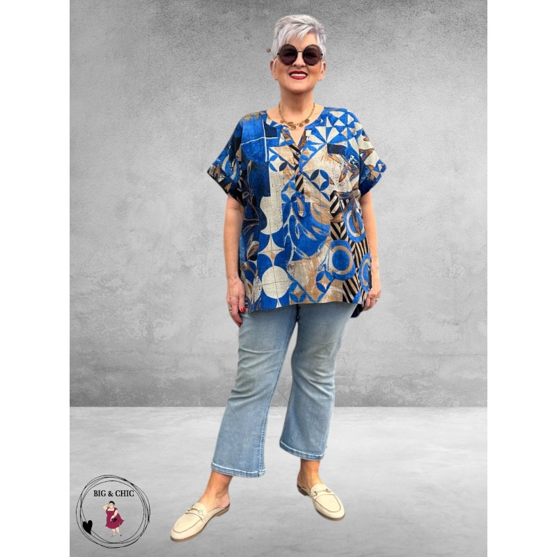 Orientique Top Wyndham Round Neck Blauw