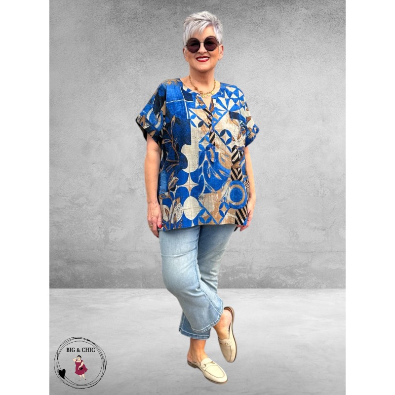 Orientique Top Wyndham Round Neck Blauw