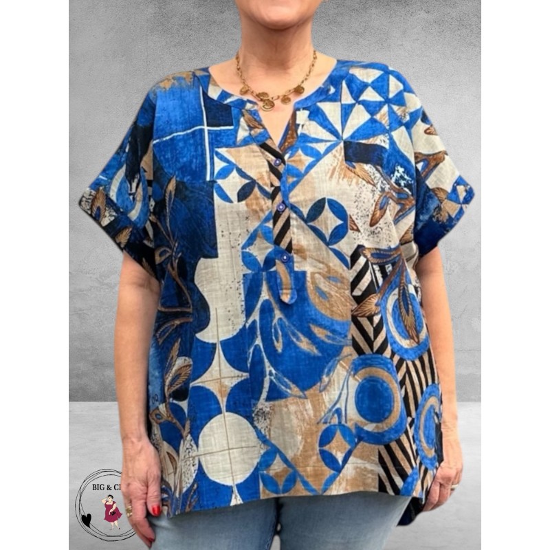 Orientique Top Wyndham Round Neck Blauw