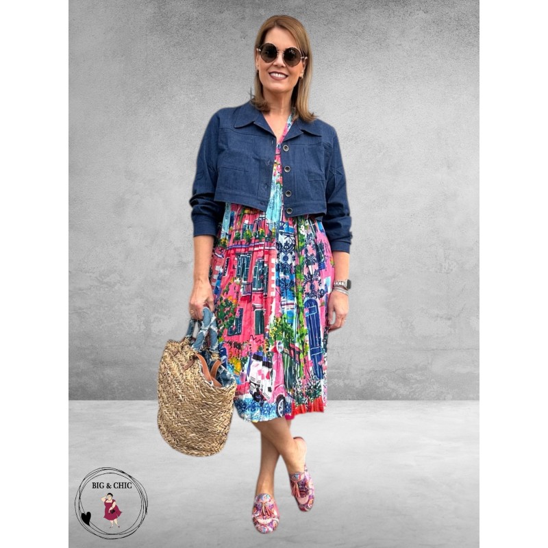 Orientique Jurk Scooter Print Katoen