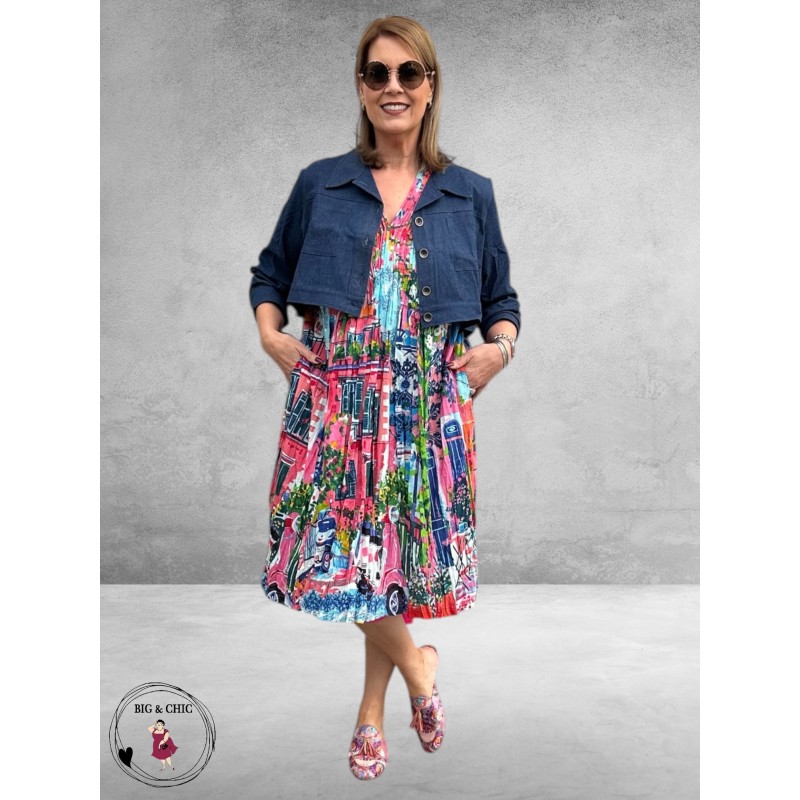 Orientique Jurk Scooter Print Katoen